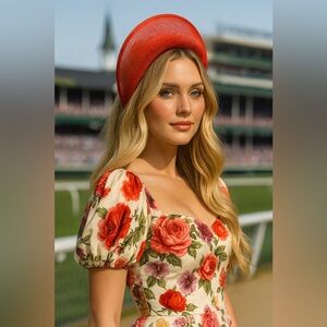 Red Halo Crown Fascinator – Kentucky Derby, Tea, Ascot Formal Occasion Headpiece